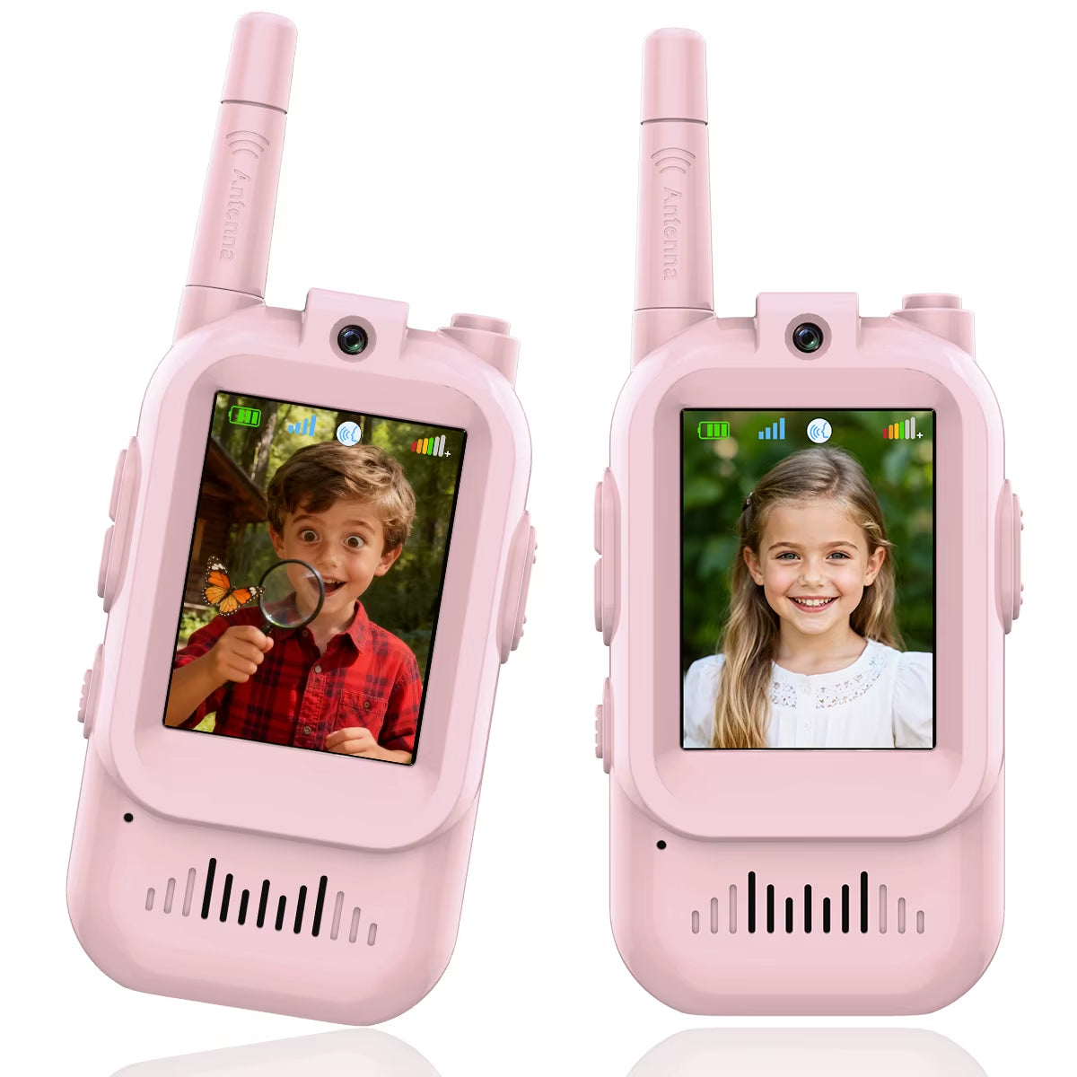 Children'S Video Walkie Talkies 2 Pack Rechargeable 2-Inch High-Definition Screen Voice Changer for Kids Gift Boys Girls