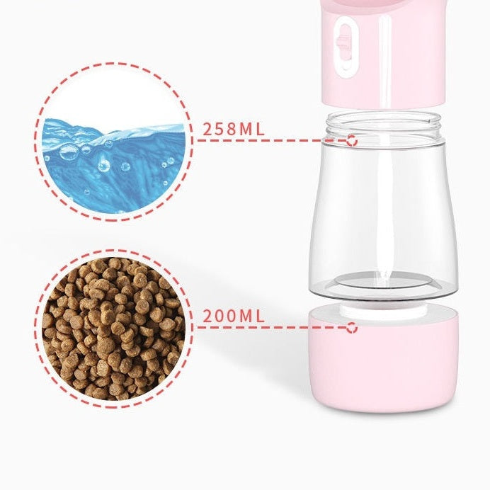 Portable Pet Water & Food Bottle – 2-in-1 Travel Dispenser for Dogs & Cats