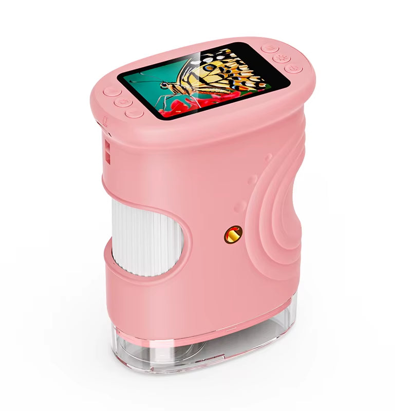 1000X Handheld Microscope for Kids 2.0" Screen Rechargeable Mini Pocket Digital Microscopes Portable Edu Gift Children Students