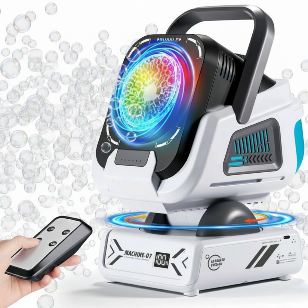 RGB Remote Control Bubble Machine – Rechargeable with LED Lights
