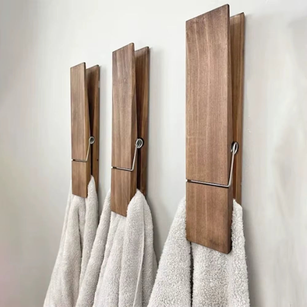 New Wooden Giant Towel Clip Bathroom Towel Holder Accessories Giant Clothespin Large Clothespin Towel Rack Funny 30CM/12IN