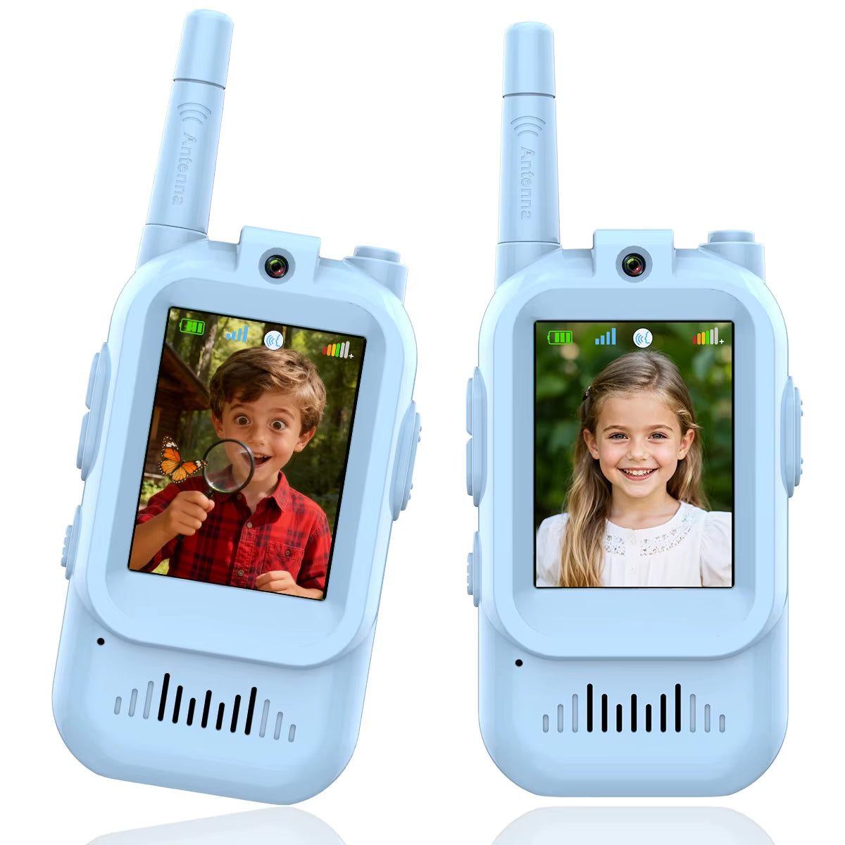 Children'S Video Walkie Talkies 2 Pack Rechargeable 2-Inch High-Definition Screen Voice Changer for Kids Gift Boys Girls