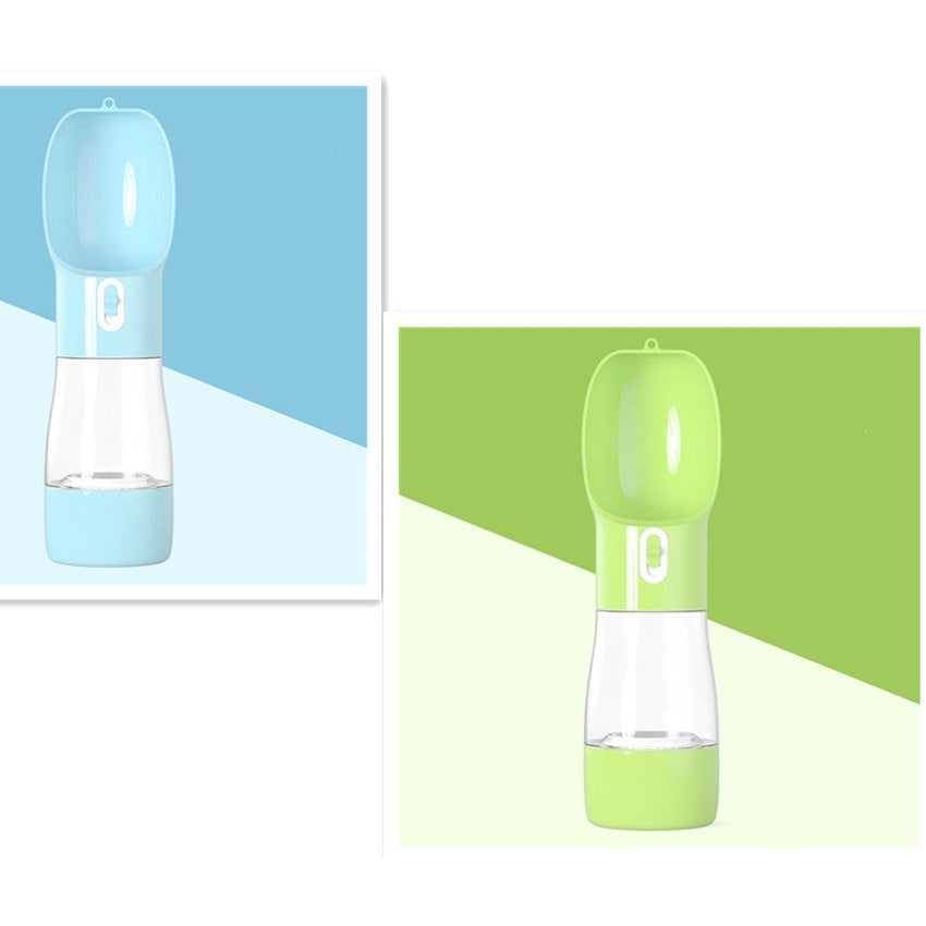 Portable Pet Water & Food Bottle – 2-in-1 Travel Dispenser for Dogs & Cats
