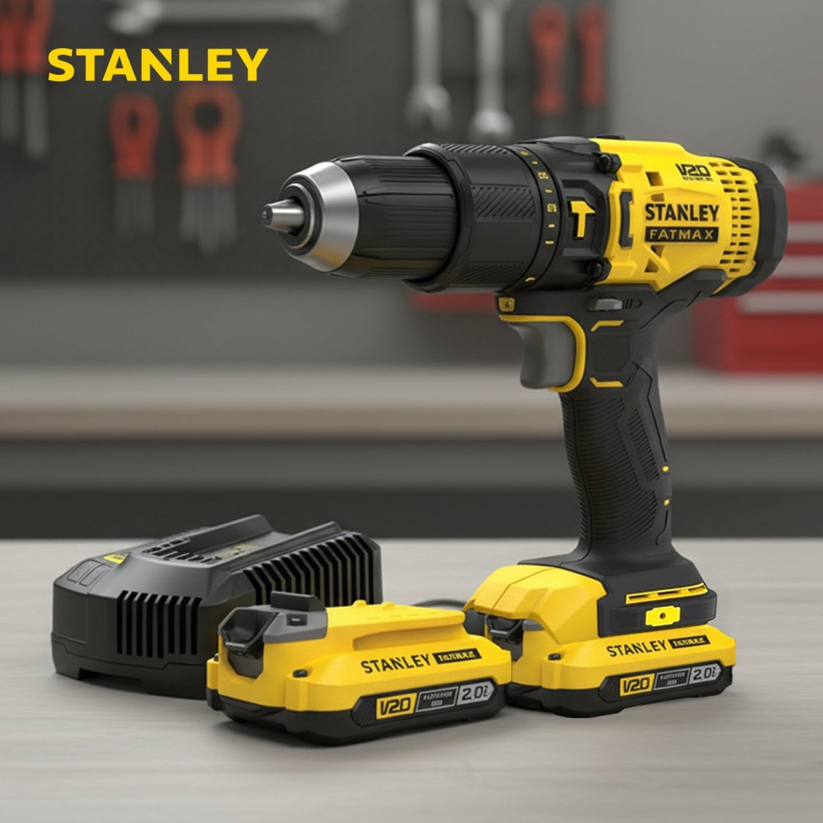 Stanley V20 FatMax Impact Drill with 2 2.0Ah Batteries and Charger (Model: SFMCD711D2K - QW) - Leah's Treasures