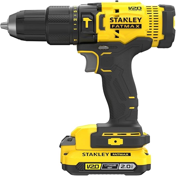 Stanley V20 FatMax Impact Drill with 2 2.0Ah Batteries and Charger (Model: SFMCD711D2K - QW) - Leah's Treasures